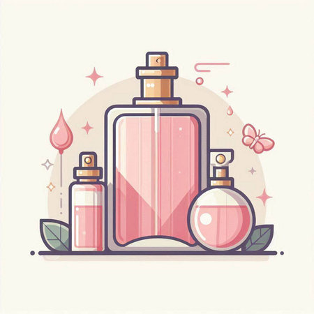 Perfume bottle. Vector illustration in flat style. Beauty concept.のイラスト素材