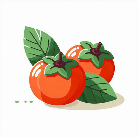 Persimmon vector illustration isolated on white background. Persimmon flat style.のイラスト素材