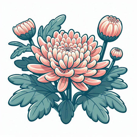 Chrysanthemum flower on white background. Vector illustration.のイラスト素材