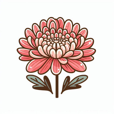 Pink chrysanthemum flower. Hand drawn vector illustration.のイラスト素材