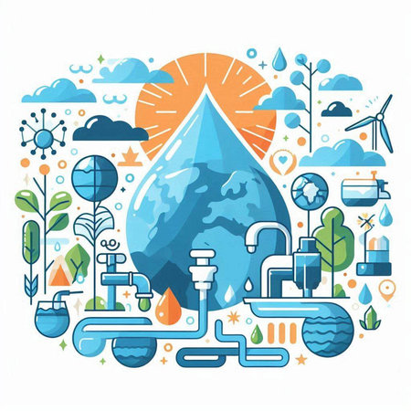 Ecology concept, save the planet, save water, vector illustrationのイラスト素材