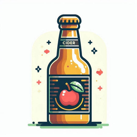 Bottle of apple cider. Vector illustration in flat cartoon style.のイラスト素材
