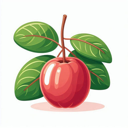 Illustration of a cherry on a white background. Vector illustration.のイラスト素材
