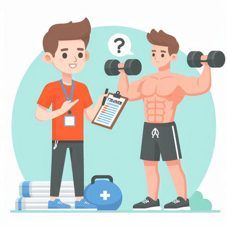 Healthy lifestyle concept. Fitness training. Vector illustration in cartoon styleのイラスト素材