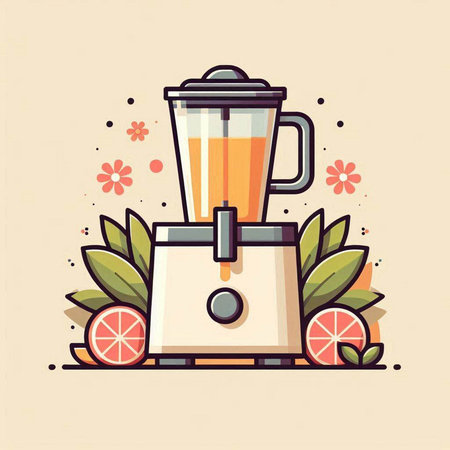 Vector illustration of a juicer. Flat line art style design.のイラスト素材