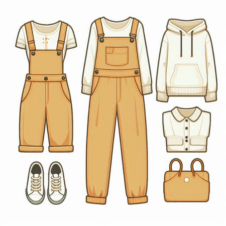 Outfit for a child. Set of clothes for children. Vector illustrationのイラスト素材