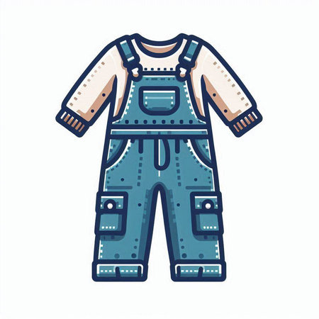 Vector illustration of a working overalls isolated on a white background.のイラスト素材