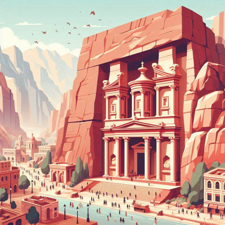 Monument to the Unknown Soldier in the town of Petra, Jordanのイラスト素材