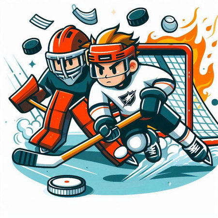 Ice hockey players on the ice. Vector illustration of a cartoon style.のイラスト素材