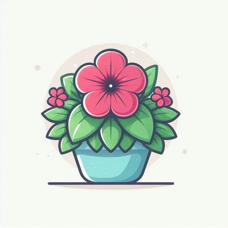 Flower in pot. Hand drawn vector illustration. Cartoon style.のイラスト素材