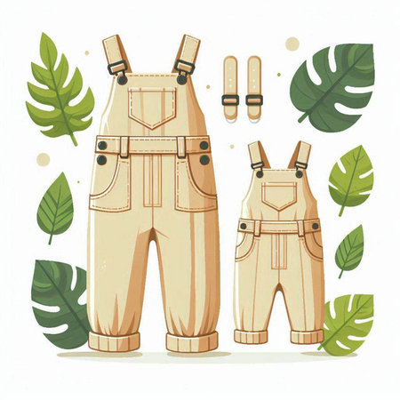 Vector illustration of a pair of work overalls for work in the gardenのイラスト素材