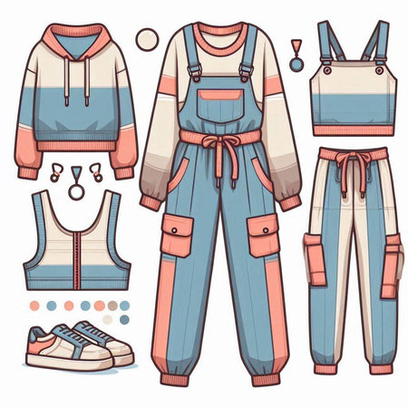 Set of clothes for children. Vector illustration in a flat style.のイラスト素材