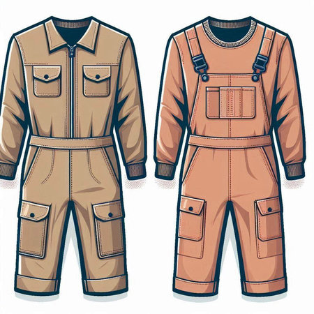 Vector illustration of work overalls. Isolated on white background.のイラスト素材