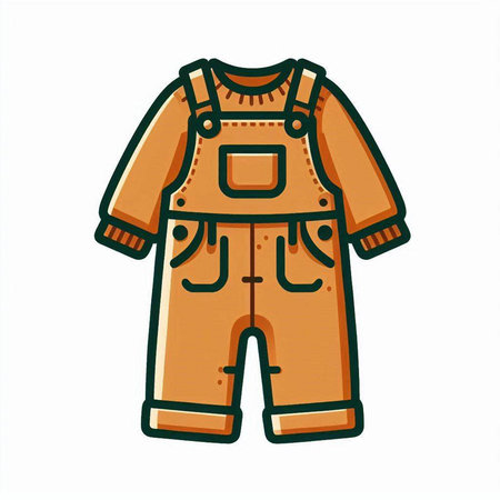 Vector illustration of a childs overalls isolated on white background.のイラスト素材
