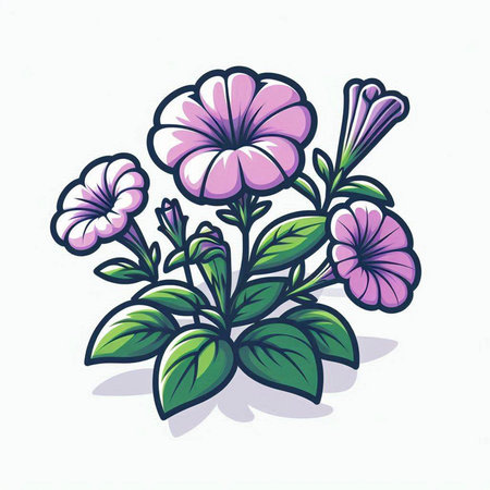 Illustration of a pink petunia flower on a white background.のイラスト素材
