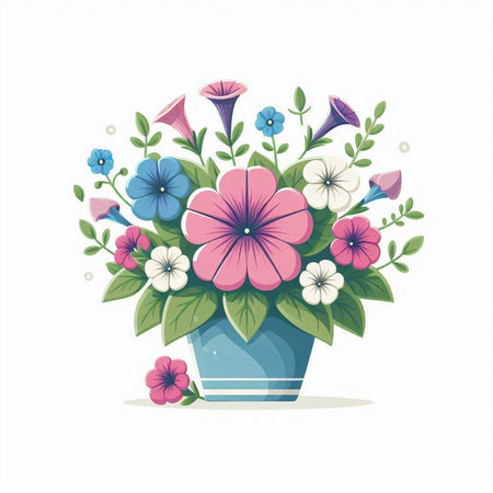 Bouquet of flowers in a vase. Vector illustration.のイラスト素材