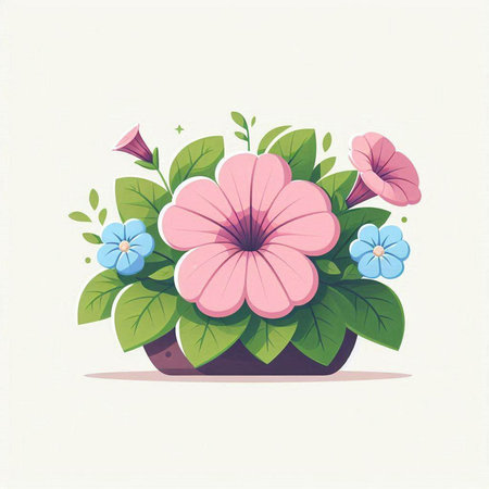 Flowers in a pot on a white background. Vector illustration.のイラスト素材