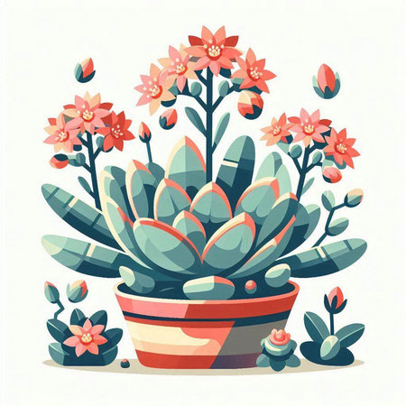 Succulent plant in a pot. Vector illustration in cartoon style.のイラスト素材
