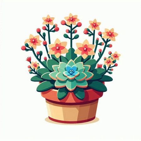 Flowerpot with succulents isolated on white background. Vector illustration.のイラスト素材