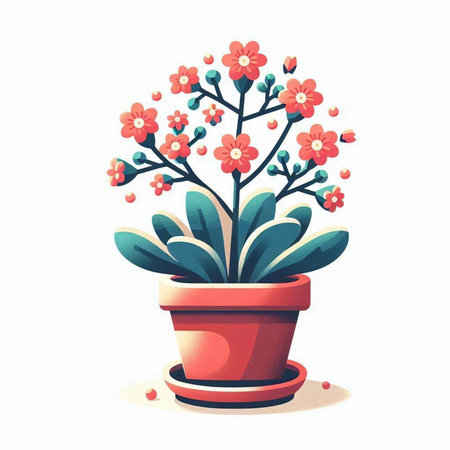 Flower pot isolated on white background. Vector illustration in cartoon style.のイラスト素材