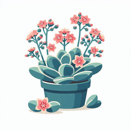 Flowerpot with succulents. Vector illustration in cartoon styleのイラスト素材