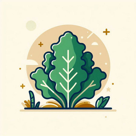 Vector illustration of green salad in flat style. Vegetable icon.のイラスト素材