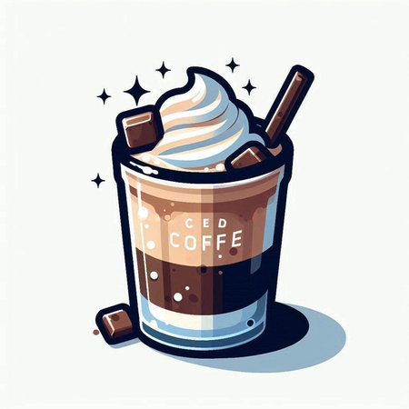 Coffee with whipped cream on white background. Vector illustration.のイラスト素材