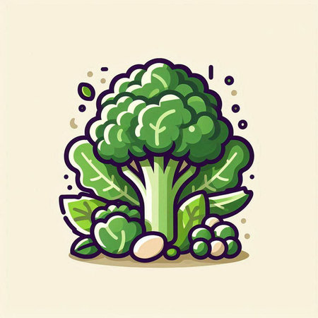 Broccoli vegetable vector illustration. Isolated on a white background.のイラスト素材
