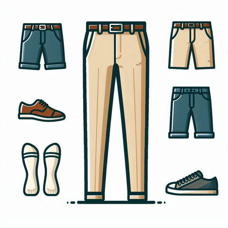 Set of men's clothes. Vector illustration in a flat style.のイラスト素材