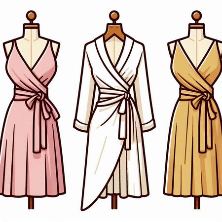Women's dressing gowns on a mannequin. Vector illustration.のイラスト素材