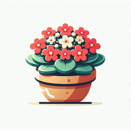 Flower pot isolated on white background. Vector illustration in flat style.のイラスト素材