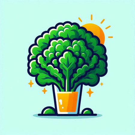 Cauliflower in a pot. Vector illustration in cartoon style.のイラスト素材