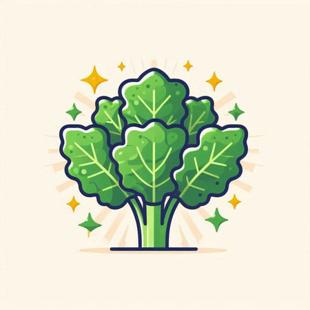 Illustration of a green vegetable on a light background, vector illustrationのイラスト素材