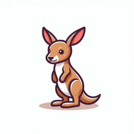 Kangaroo isolated on white background. Vector illustration in cartoon style.のイラスト素材