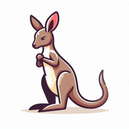Kangaroo isolated on white background. Hand drawn vector illustration.のイラスト素材