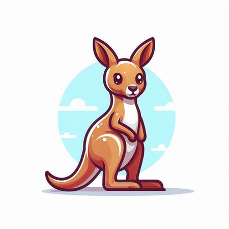 Kangaroo vector illustration. Cartoon style kangaroo icon.のイラスト素材