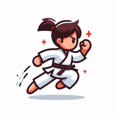 Taekwondo vector cartoon illustration. Isolated on white background.のイラスト素材