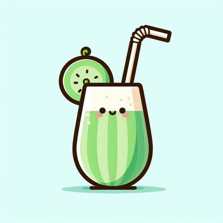 Cocktail kawaii character. Vector flat cartoon illustration.のイラスト素材