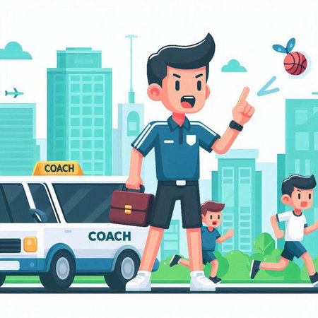 Vector flat cartoon illustration of police officer walking with a child on the street.のイラスト素材