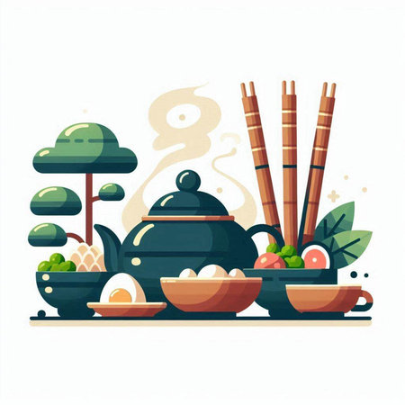 Japanese food vector illustration. Vector illustration of japanese cuisine.のイラスト素材