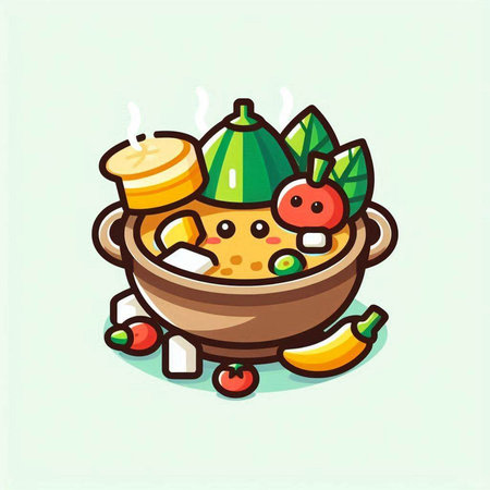 Illustration of a bowl of chinese soup. Vector illustration.のイラスト素材