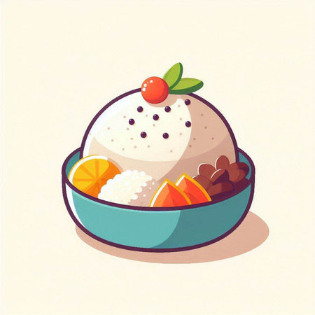 ice cream in a bowl with orange and cranberry, vector illustrationのイラスト素材