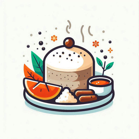Cake vector illustration. Cakes on a plate with cream.のイラスト素材