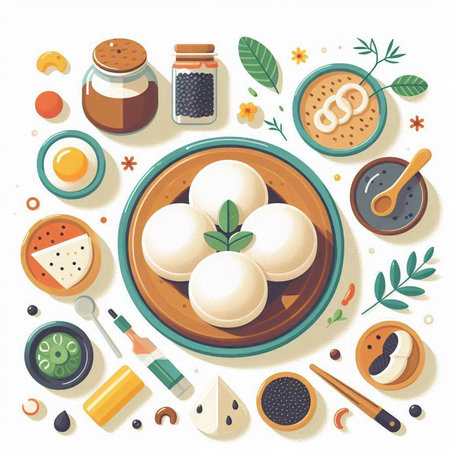 Illustration of a set of chinese food. Vector illustration.のイラスト素材