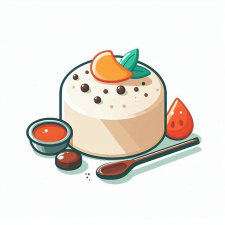 Illustration of a Japanese style panna cotta or panna cottaのイラスト素材