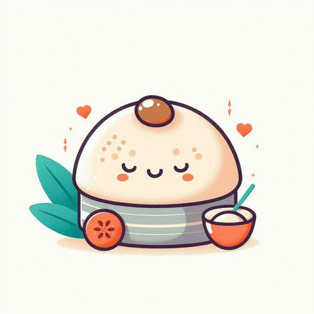 Cute kawaii rice dumpling. Vector illustration.のイラスト素材
