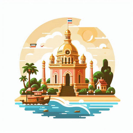 Luxury travel to Egypt. Vector illustration in flat style.のイラスト素材