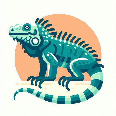 Iguana on a white background. Vector illustration in flat style.のイラスト素材