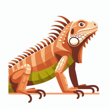 Iguana isolated on white background. Cartoon style. Vector illustration.のイラスト素材