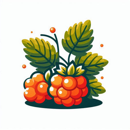 Raspberries isolated on white background. Hand drawn vector illustration.のイラスト素材